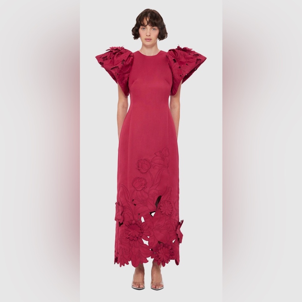 Leo Lin Exclusive Lucinda Floral-Appliquéd Cutout Crepe Maxi Dress